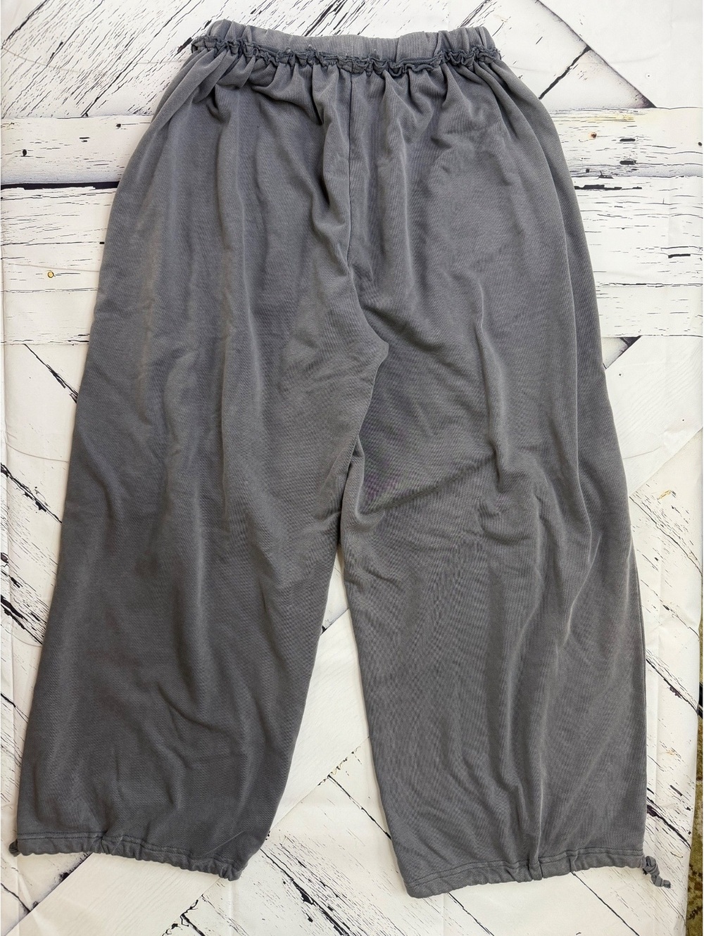 Boho Grunge Fairycore Smoke Gray Mineral Wash Wide Leg Lounge Pants Women Medium - Picture 7 of 7